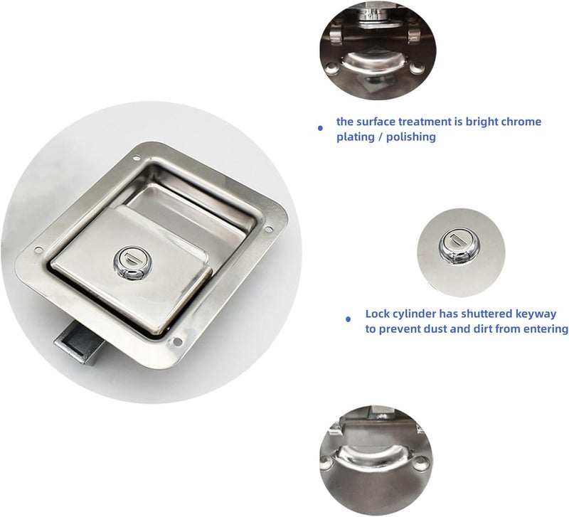 Ycsmyyds 8 Pack Stainless Door Lock Heavy Duty Flush Mount Handle Latch for Trailer Toolbox RV Handle Latch with Gasket Keys - Image 4
